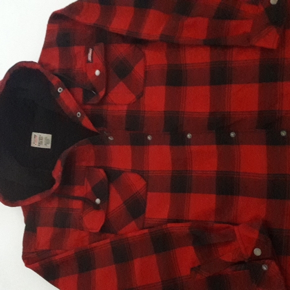 genuine dickies sherpa lined hooded flannel shirt jacket